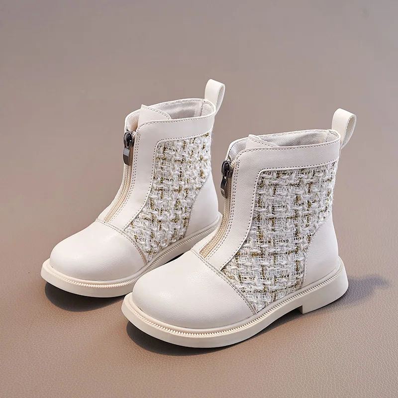 

Осенне-зимние модные ботинки для девочек, детские элегантные ботинки принцессы, детские мягкие удобные дизайнерские короткие ботинки на молнии спереди в британском стиле