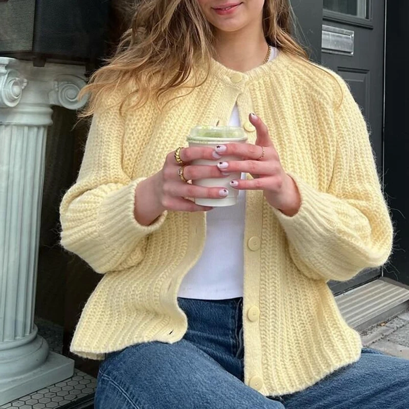 Осенне-зимняя повседневная однотонная Базовая Трикотажная одежда пальто