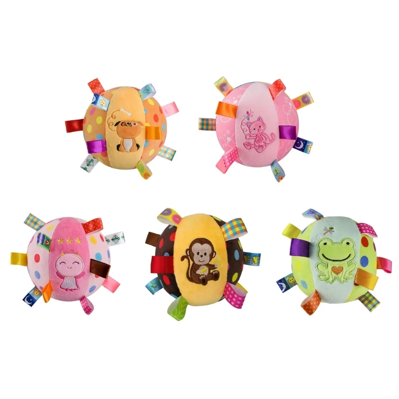 

K1MF Squeaky Stuffed Cloth Label Ball Shape Chew Toy Soft Cleaning Massage Supplies Pet Cloth Ball Molar Pet Supplies