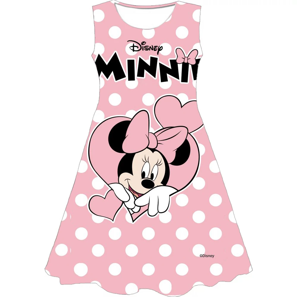 

2022 Summer Girls 3D Disney Mickey Mouse Print Dresses Kids Girl Party Sleeveless Princess Dress Tank Pretty Cartoon Dress Girl