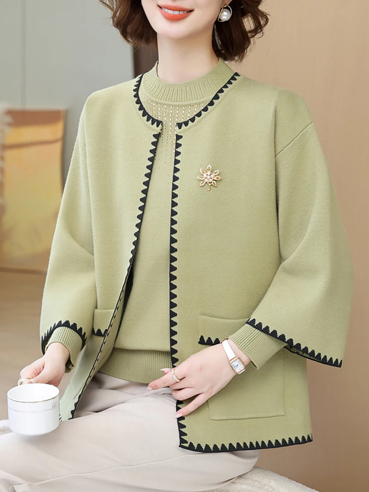 Брендовая осенняя одежда для мам верхняя новинка 2024 топ шерстяной свитер женщин