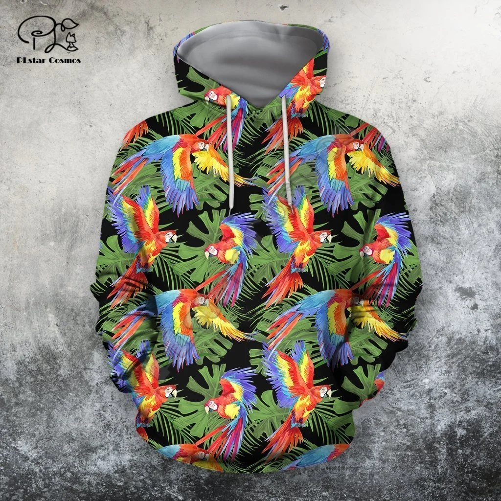 

PLstar Cosmos Animal Parrot Flower Bird Colorful Tracksuit Retro NewFashion Funny Streetwear 3DPrint Pullover Causal Hoodies X6