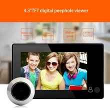 1080P HD 4.3นิ้ว Peephole Viewer Doorbell หน้าจอสีดิจิตอลมุมกว้างกล้องวิดีโอกล้อง Peephole Monitor