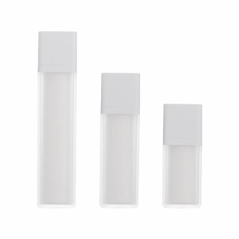 

Vacuum Lotion Bottle Square Frost White Plastic 15ml 30ml 50ml Empty Cosmetic Packing Eye Cream Refillable Airless Bottle 15pcs