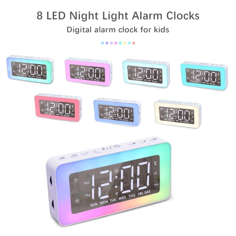 

LED Digital Alarm Clock with RGB Night Light Digital Snooze Clock USB Powered Drop Shipping