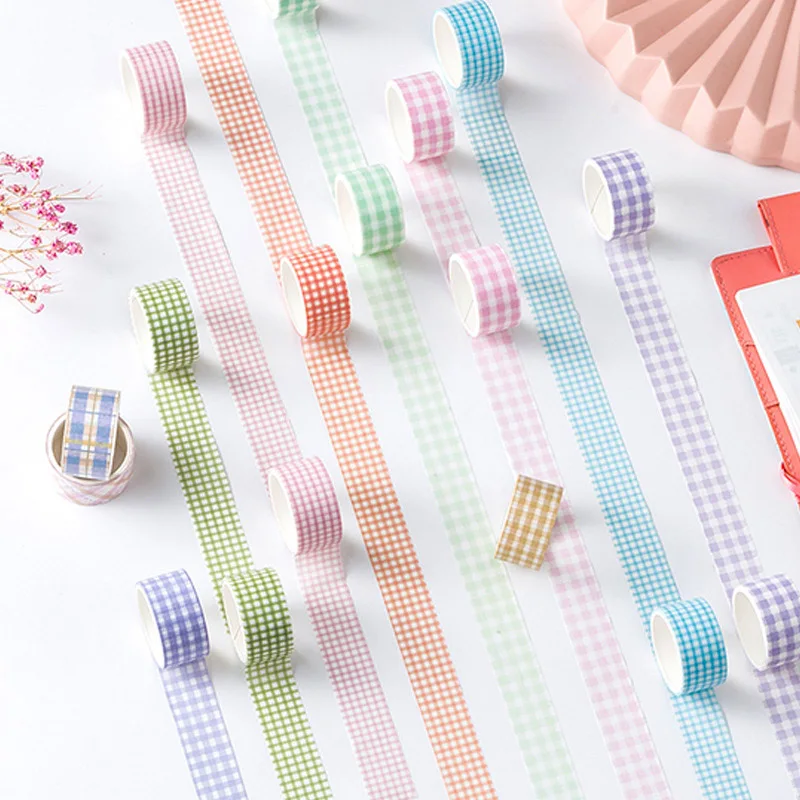 4 Pcs/Set Cute Grid Stripe Washi Tape Kawaii Masking Decorative Adhesive Sticker Scrapbooking Diary Stationery | Канцтовары для