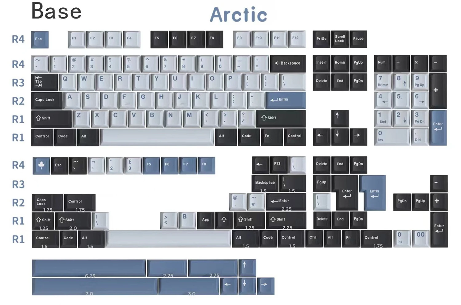 G-MKY Arctic колпачки для клавиш CHERRY Profile DOUBLE SHOT ABS PBT шрифт механической клавиатуры MX
