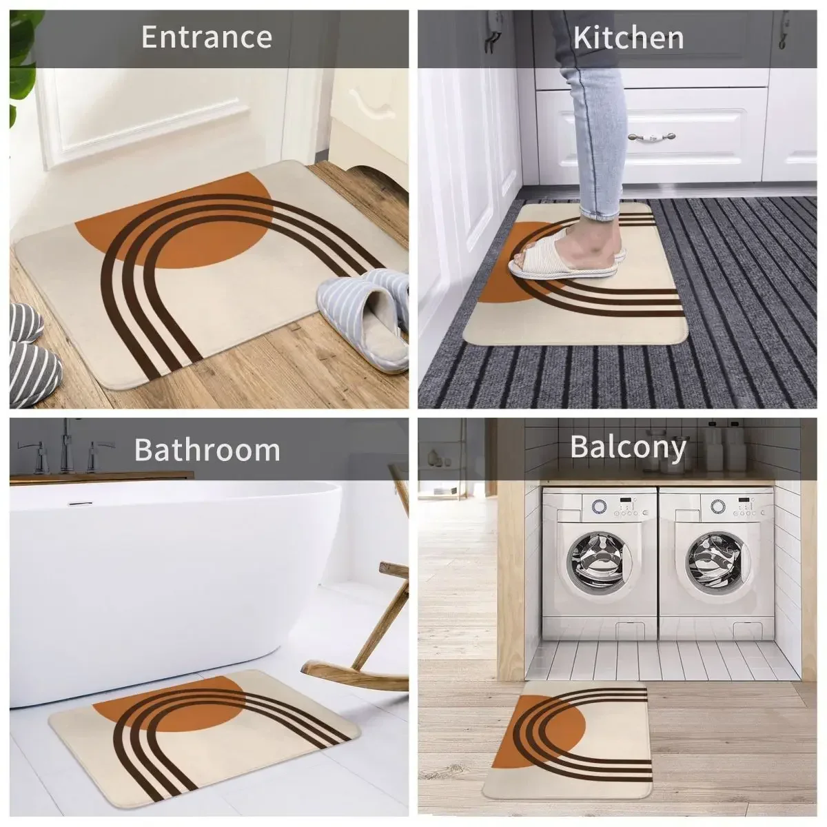 Современное солнце и арка середины века - терракотовый коврик для двери