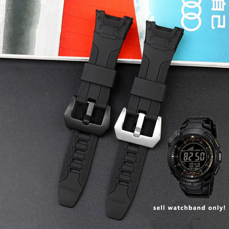 Черный силиконовый ремешок для часов Casio PROTREK