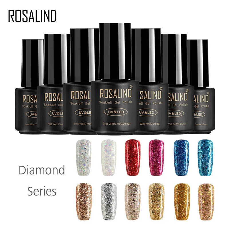 

ROSALIND Gel Nail Polish 7ML Semi Permanent Nail Polish Soak Off UV Lamp Gel Lacquer Diamond Series Varnish Hybrid Nail Art