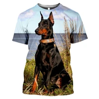 new male and female animal doberman 3d printed t shirt casual fashion street cool short sleeved sports light and breathable