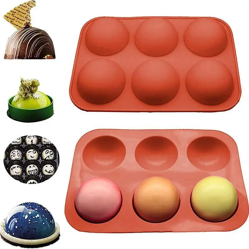 

6 Holes Half Ball Sphere Chocolate Silicone Mold Round Semi Sphere Cake Silicone Baking Molds for Dessert DIY Jelly Dome Mousse