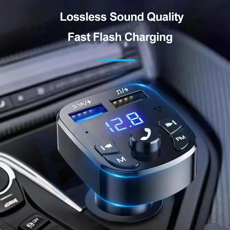

Wireless Car kit Handfree Dual USB Car Charger Bluetooth5.0 FM Transmitter MP3 Music Player Modulator Audio Adapter Car Charger