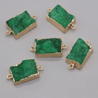 wholesale10pcs natural stone green crystal bud rectangular connector making diy necklace bracelet charm jewelry accessories gift