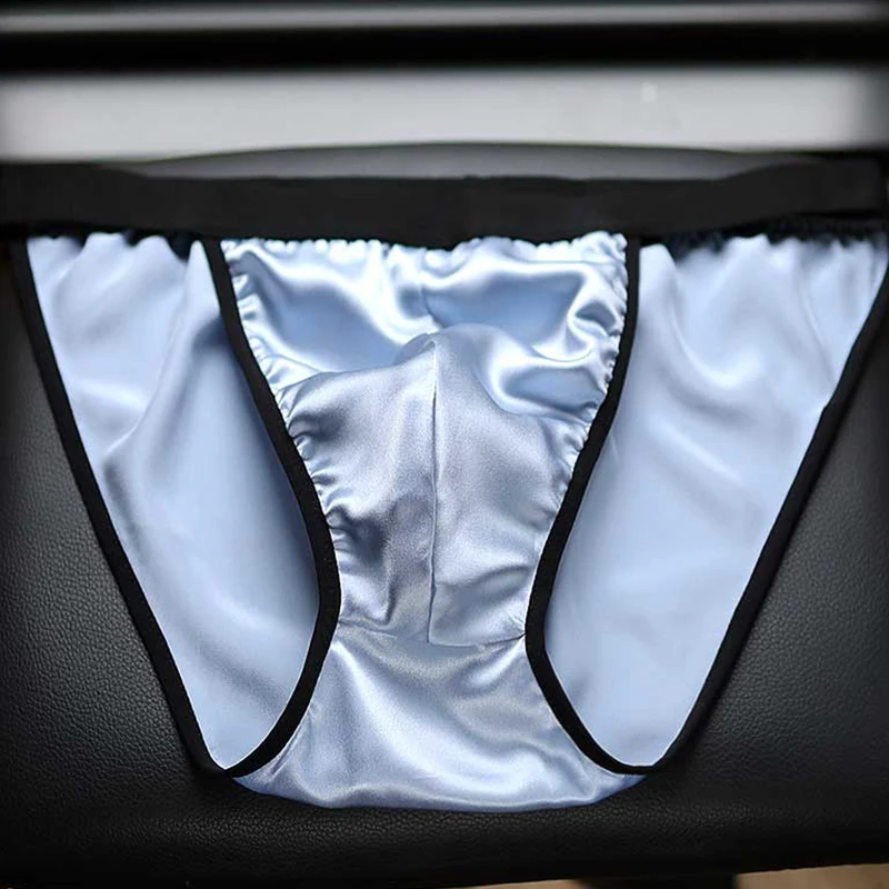 Glossy Men's Black Low Waist Thong Briefs Lingeries Plus Size Sexy See Through Party Club Underwear Panties