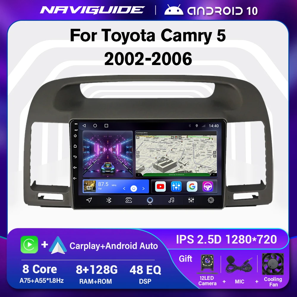 

Автомагнитола для Toyota Camry 5 XV 30 2002-006, мультимедийный видеоплеер, навигация, стерео, GPS, Android 10, 2din, 2 Din, DVD