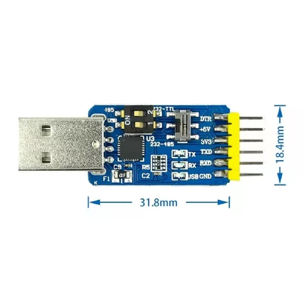 Многофункциональный модуль-преобразователь CP2102 с USB на RS485 RS232 TTL 3V3/5 В