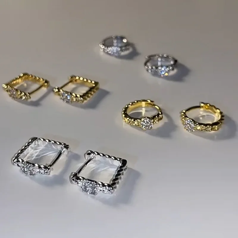 

Модные Золотые Квадратные серьги-кольца для женщин 2023 прозрачные циркониевые круглые серьги праздничные очаровательные крутые подарки для девушек