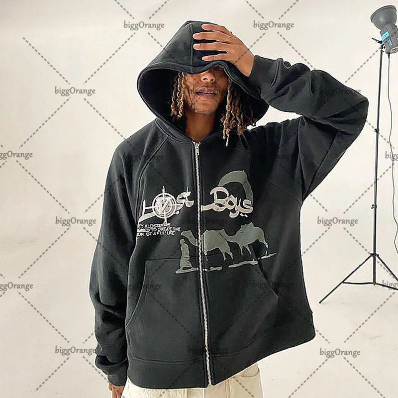

2022 New American Retro Gothic Print Zipper Hoodies Cardigan Women's Y2K Street Trend Sweatshirts Couple Casual All-match Hoodie