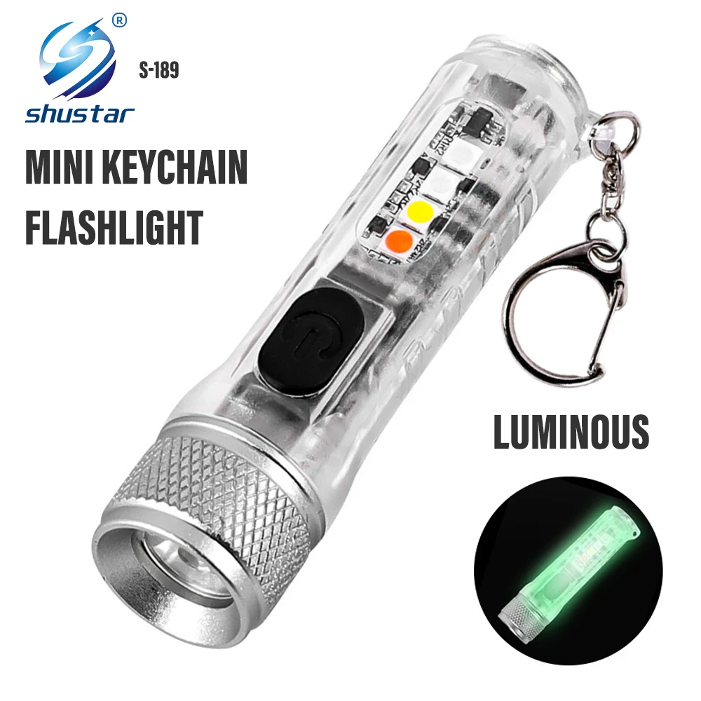 Mini llavero de luz LED recargable con Material luminoso y 10 modos...