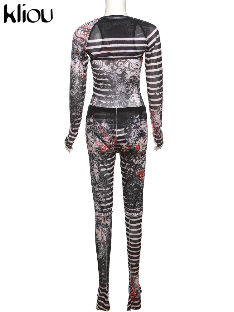 Kliou/Осенняя женская уличная одежда комплект из трех предметов K23S37801 полосатая