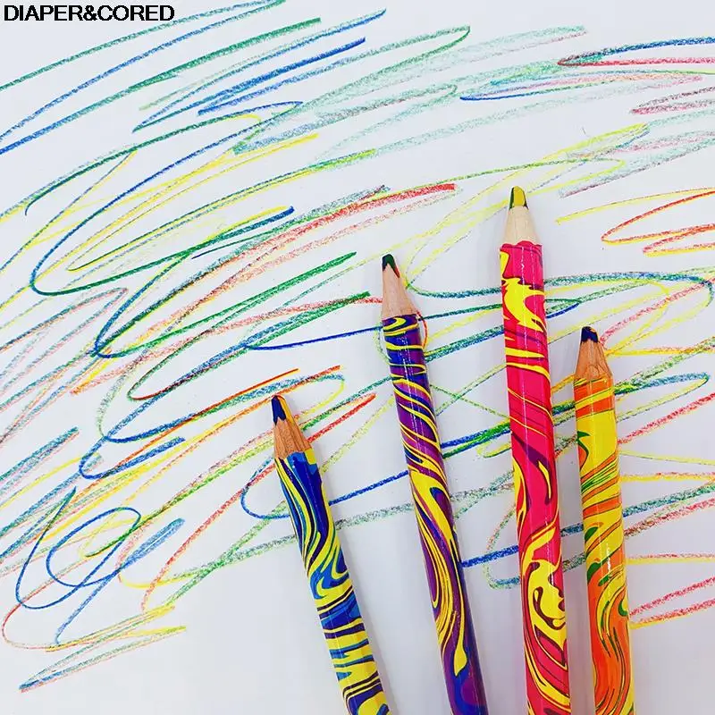 

Для художественного рисования, окрашивание и эскиз, 2 шт., 4 цвета, толстые градиентные цветные карандаши с одинаковым сердечником, большая треугольная Радужная ручка