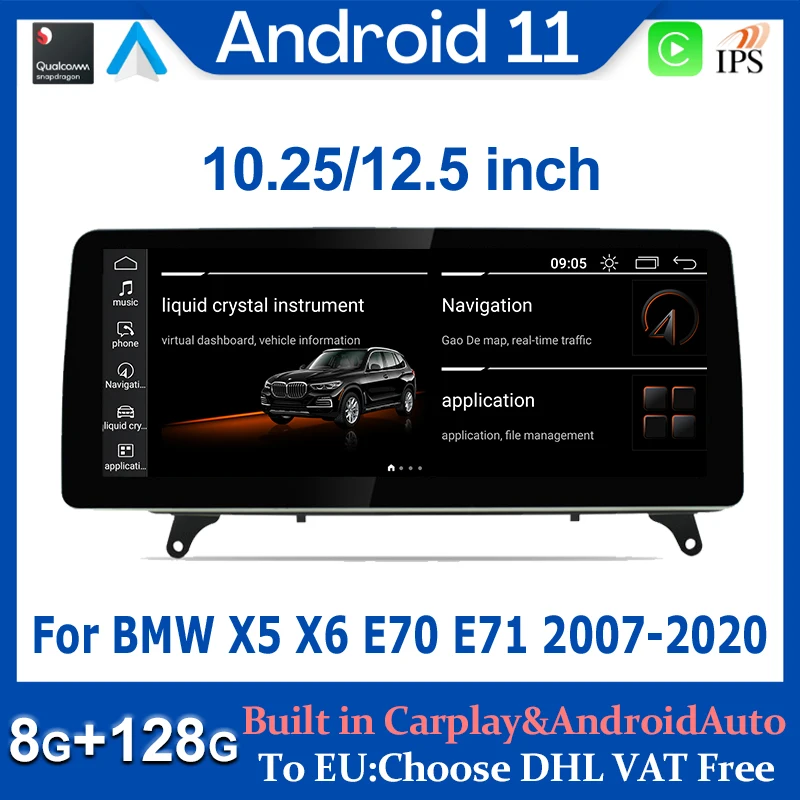 

Android 11 8Core 8G+128G Car Multimedia Player GPS Navigation For BMW X5 E70 F15/ X6 E71 F16 2007-2020 Stereo CarPlay