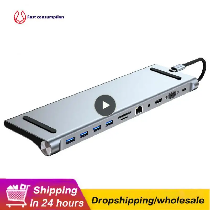 

Usb-c Hub Usb-c Docking Station Sd/tf New Usb 3.0 Usb-c Hub Splitter 4k HDMI-compatible 11 Port Docking Station Type C Dock Hot
