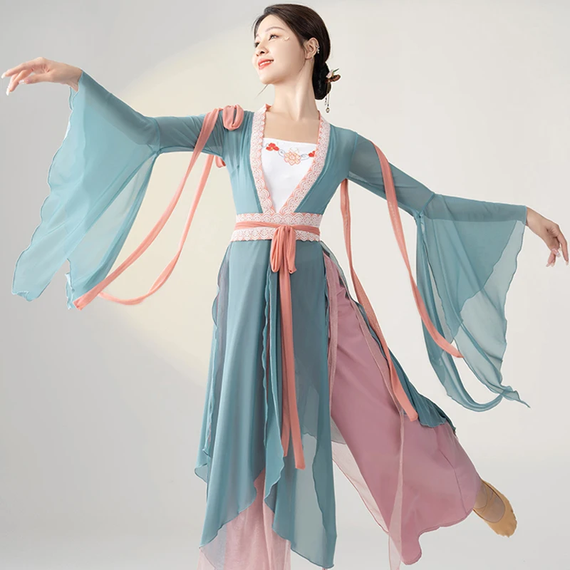 

New Classical Dance Stage Performance Costumes Female Elegant Gauze Clothes Fairy Long Style Han Tang Ancient Clothing DQL7626