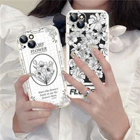 premium retro flower phone case for iphone 11 13 pro max 12 mini x xr 7 8 plus se mobile soft cover tpu shell protective covers