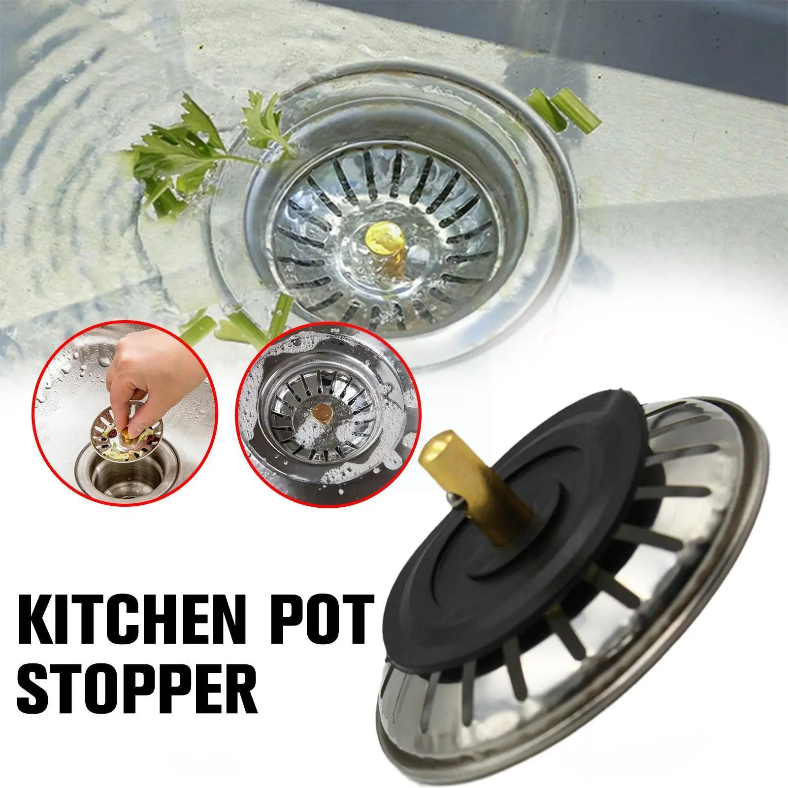 

1Pc Kitchen Sink Plug Strainer Drainer Steel Drain Kitchen Waste Drain Strainer Accessories Plug Floor Q0X3