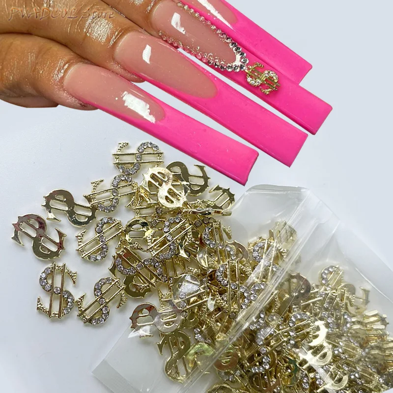 10 шт. Богатые Деньги Долбан принадлежности для ногтей деокрация 3D Золотой Серебряный Роскошный стиль бриллианты Стразы DIY Типсы драгоценный камень