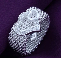 anglang new fashion heart shape design rings for women men silver colour dance party finger ring special girl gifts