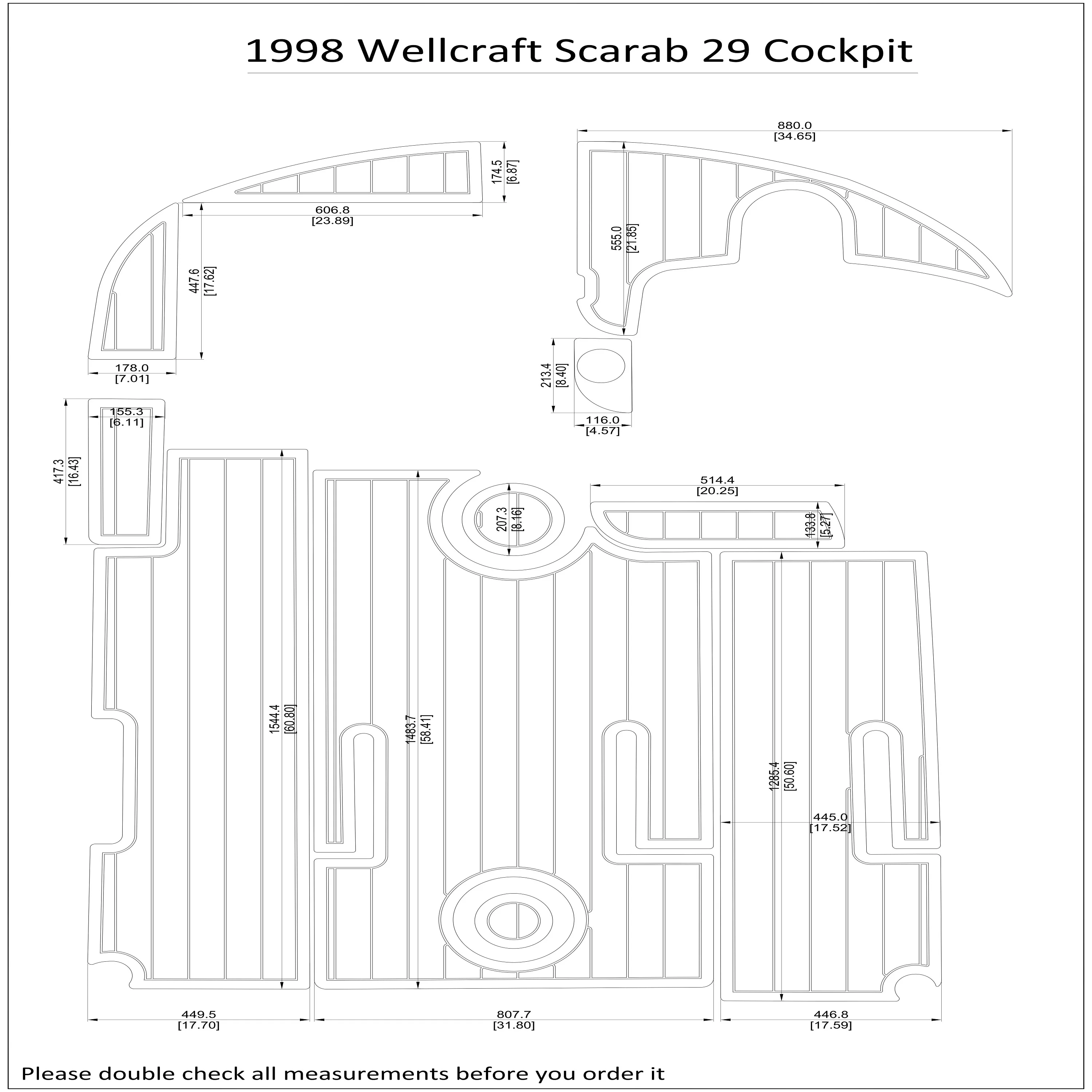 

1998 Wellcraft Scarab 29 Cockpit Boat EVA Faux Foam Teak Deck Floor Pad