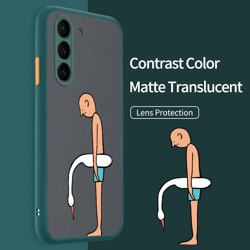 

Translucent Matte Phone Case for Samsung Galaxy S21 S22 S8 S9 Plus S21 S22 Ultra 5G A Downcast Man Hard PC Armor Case