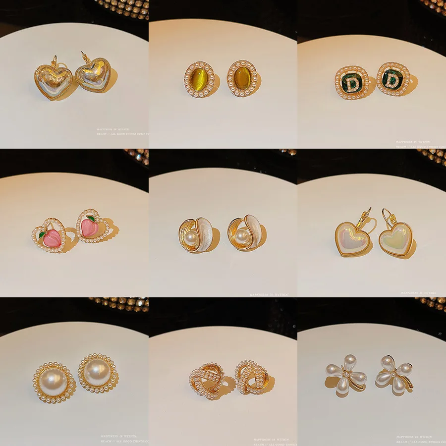 

JENZIEE NEW French Vintage Love Pearls Earrings for Women Girls Irregular Earrings Personalized Party Jewelry