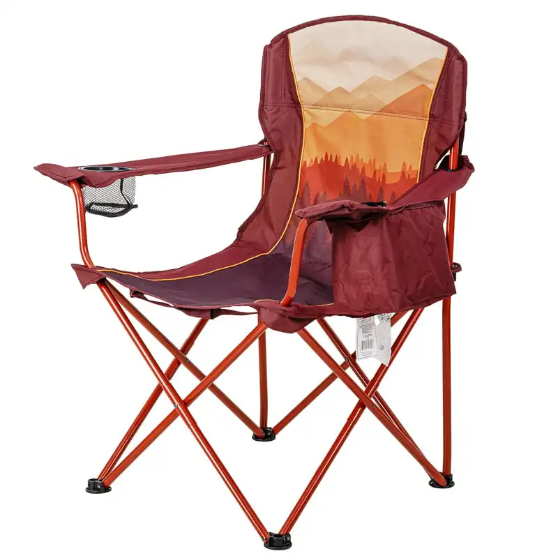 

Chair with Cooler, Ombre Mountains Design, and Orange