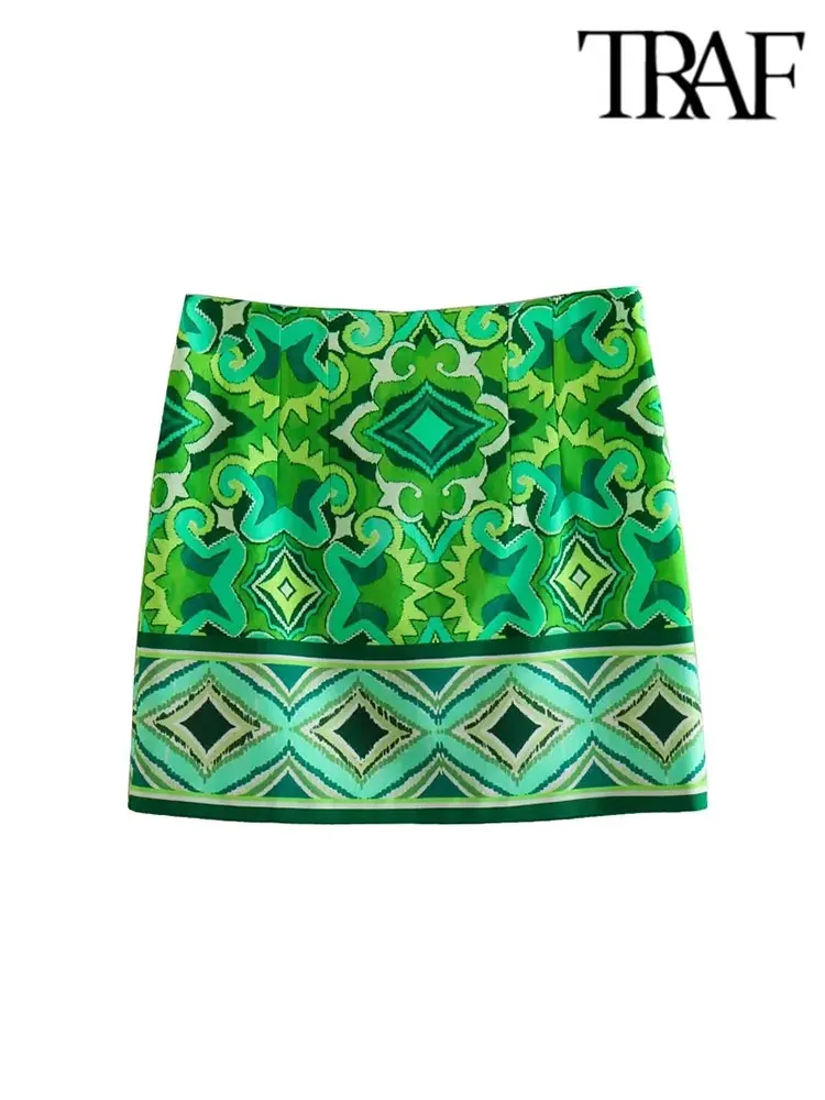 Юбка трапециевидная с цветочным принтом, модная пикантная французская Повседневная мини-юбка с графическим принтом, одежда