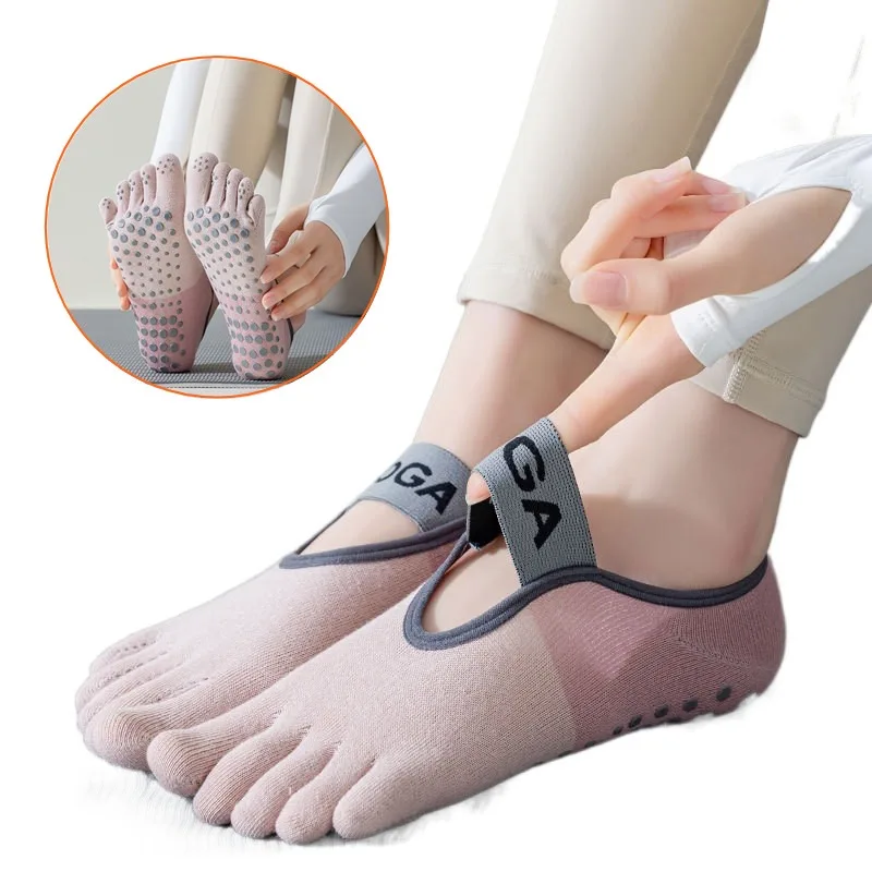 

Professional Yoga Socks for Women Girls Pilates Socks Five Toes Backless Breathable Ballet Yoga Socks Non-slip Dance Sports Sock