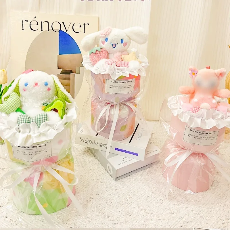 

Sanrio Kawaii Kuromi My Melody Cinnamoroll плюшевый букет мягкие набивные куклы на День святого Валентина Рождество Выпускной День рождения игрушка