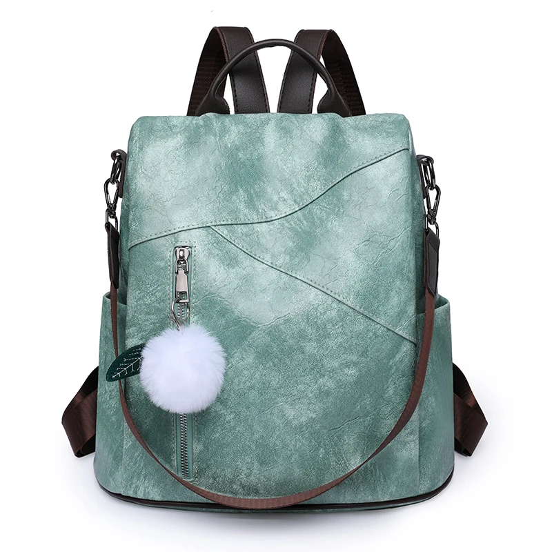 

High Capacity Travel Backpack Women 2022 Autumn New Leisure Blue Zipper Backpacks Woman Casual Ladies Brown PU Shoulder Bag