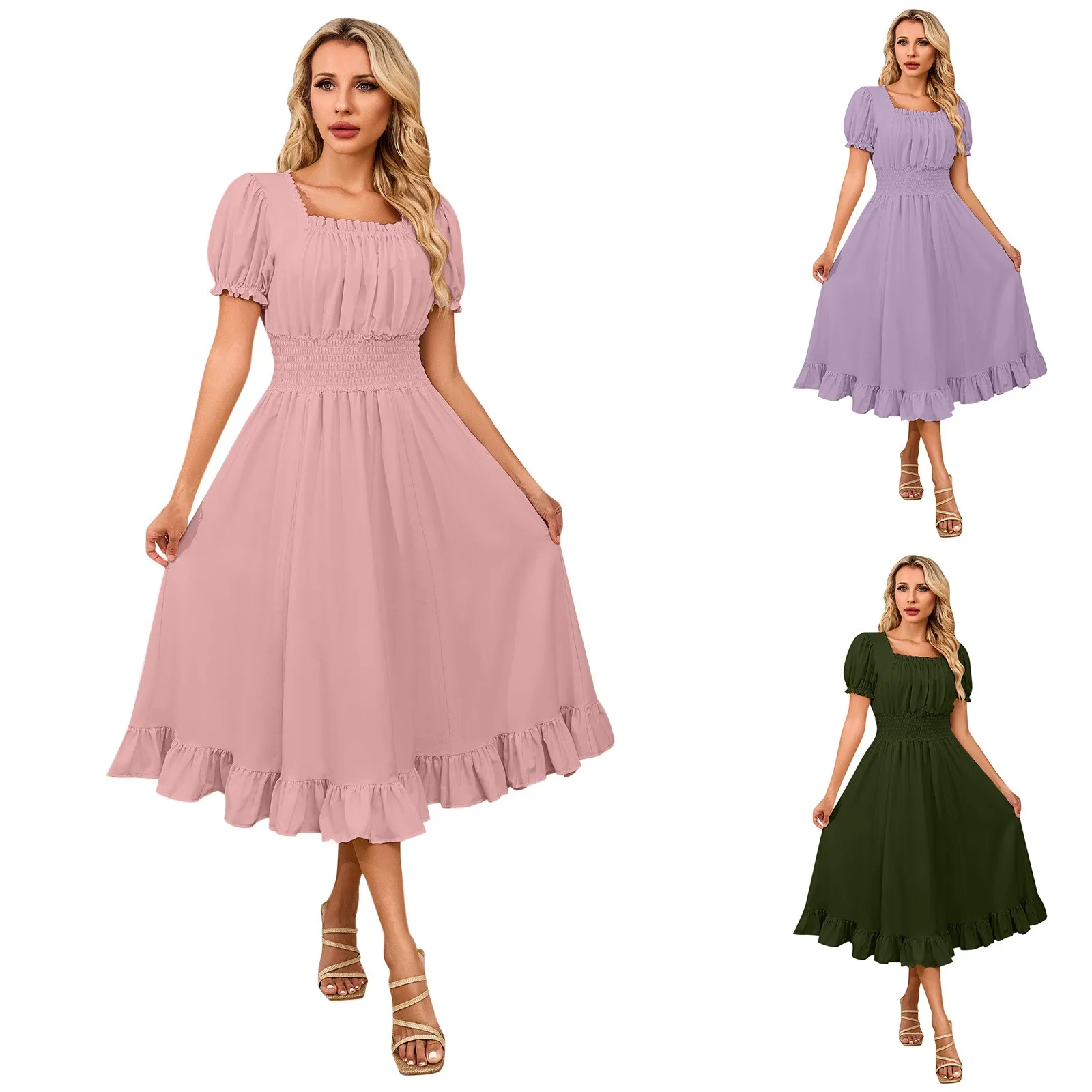 Женское платье однотонное с воротником одной линии сексуальный топ объемными