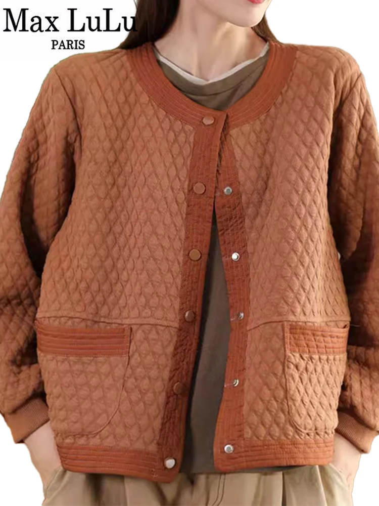 Max LuLu 2024 стеганые классические женские зимние куртки роскошные модные винтажные