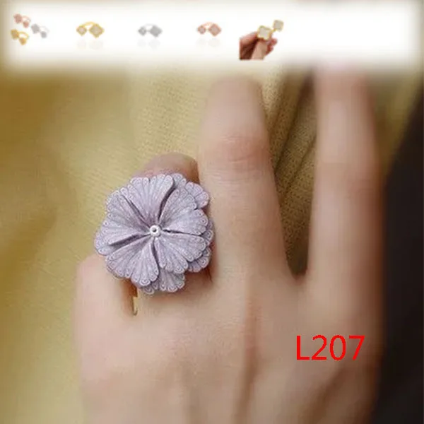 

L207 Fashion ring new simple copper micro-set light luxury full diamond size four-leaf flower opening shape jewelry gift