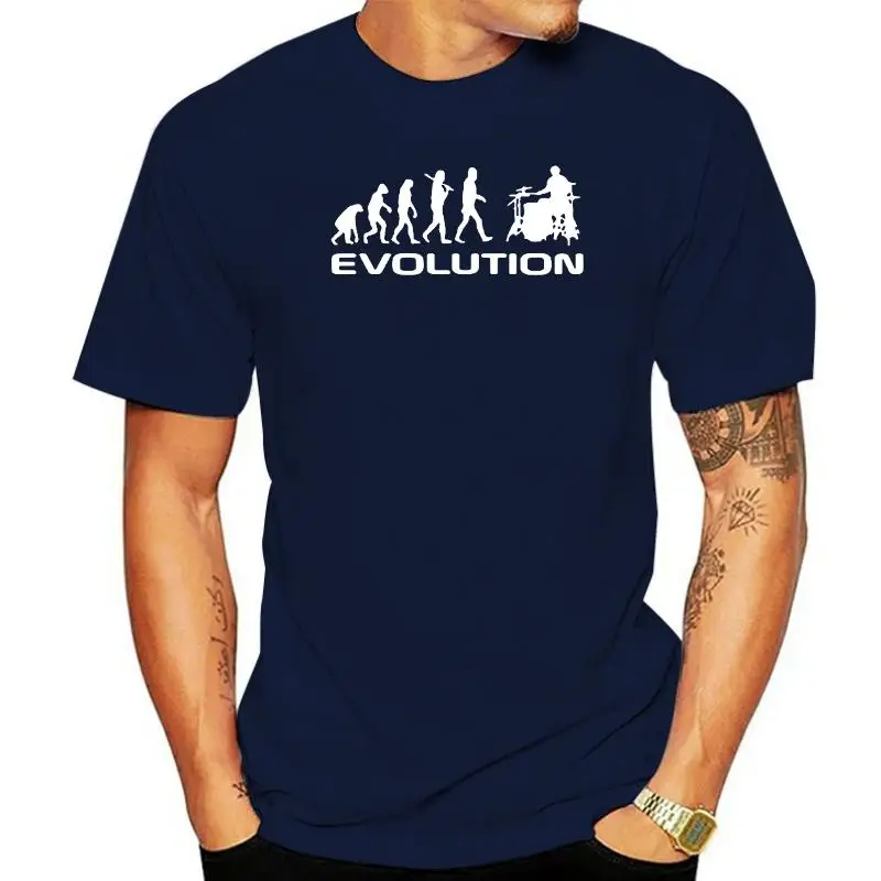 

Drummer Evolution Funny Music Humor Drums T Shirts Graphic Cotton Streetwear Short Sleeve Harajuku Oversized T-shirt Mens