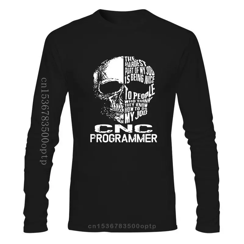 

Футболка мужская с ЧПУ программатором, Классическая тенниска с черепом, круглый воротник, интересная одежда для отдыха