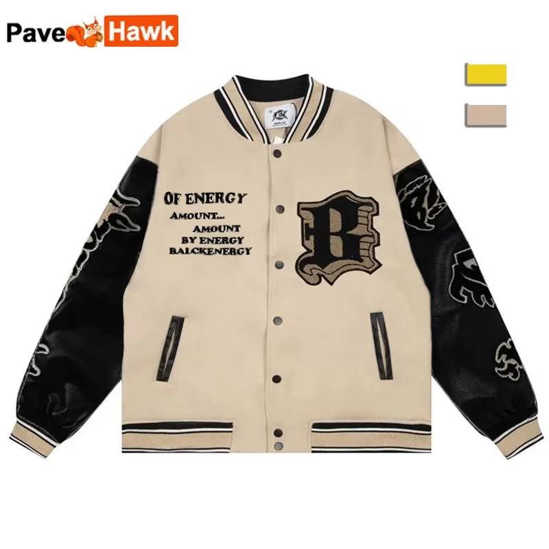 

Embroidery Bomber Jacket Men Women Flocking Hip Hop Loose Casual Patchwork Coat Unisex High Street Varsity Baseball Outwear 2023