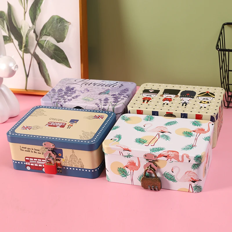 

Cosmetics Storage Box Iron Box Rectangular Password Storage Box Household Drawer Finishing Box Small Box