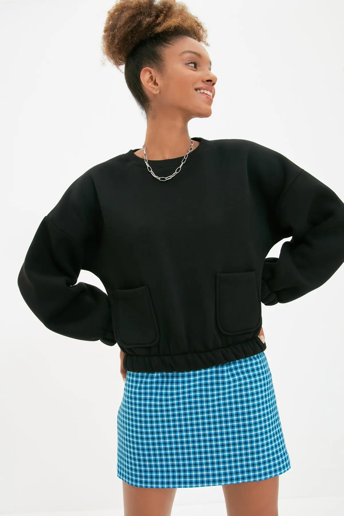 

Женская толстовка с карманами, черные базовые вязаные тонкие толстовки, модные всесезонные пуловеры, флисовые пуловеры