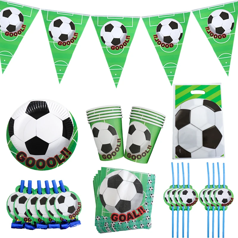 

Набор столовых приборов с зеленым футбольным мячом, декор для детского дня рождения, Подарочная Бумажная скатерть, товары для будущей матер...